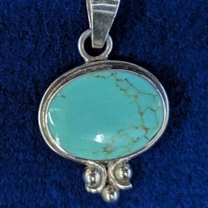 Sterling and Turquoise Oval Pendant
